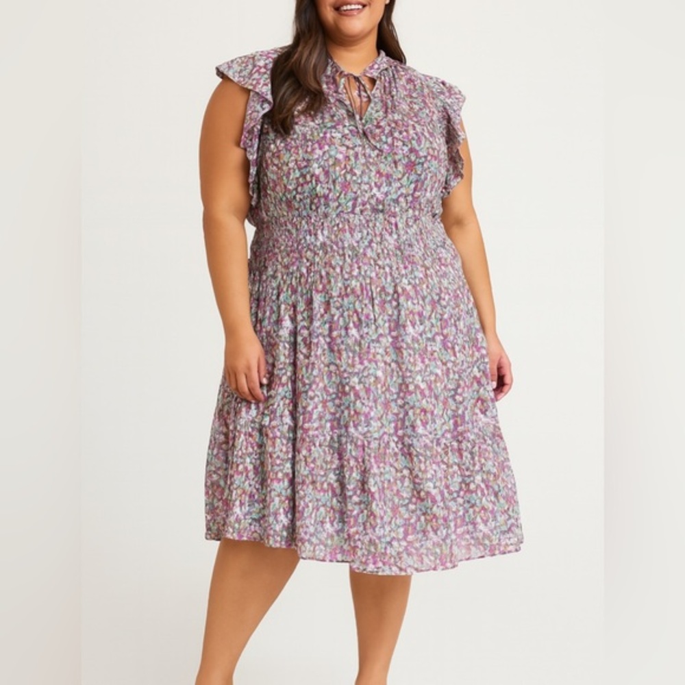Lauren Ralph Lauren Floral Crinkled Cotton Dress in Multicolor